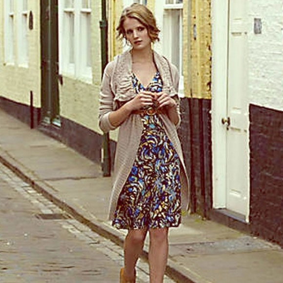 ANTHROPOLOGIE SILK OAK APPLE DRESS - Picture 2 of 8